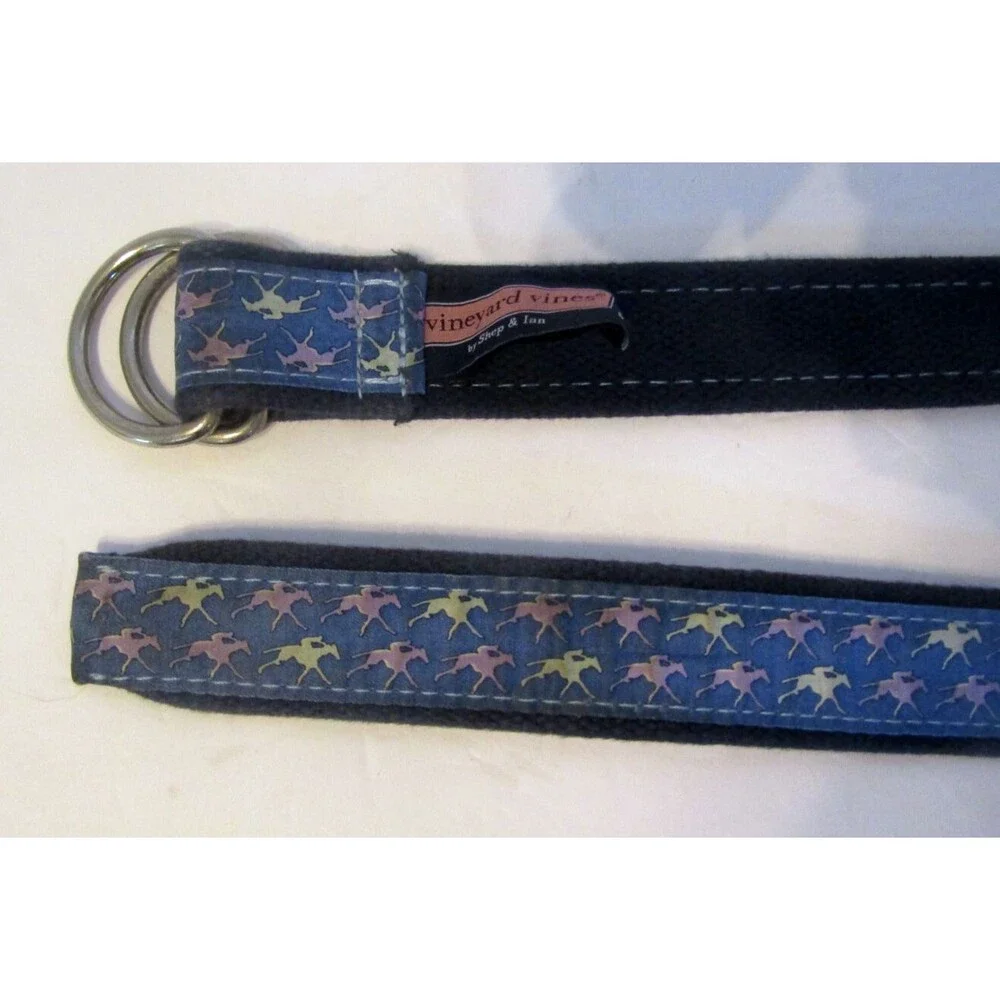 Vineyard Vines Kentucky Derby Canvas Club Belt Equestrian Horse Size M